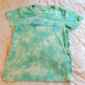 J. Crew Aqua Tie-Dye Tee, Embroidered Apres Surf Collector 100% Cotton Small
